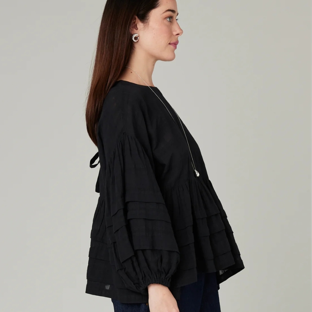 Beyond Nine Simone Black Cotton Top, Size L/XL - Picture 5 of 13